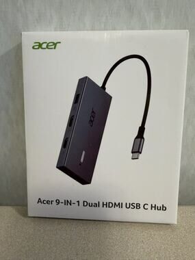 Acer 9 in 1 USB C Hub Dual HDMI Docking Station Laptop Adapter Open Box